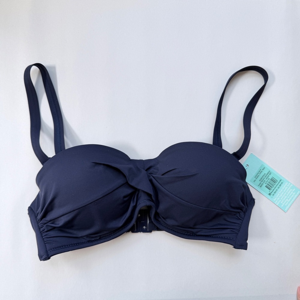 Sea‎ Level Swim Night Sky Twist Front Bandeau Bikini Top Navy Blue US 4 SL3074P